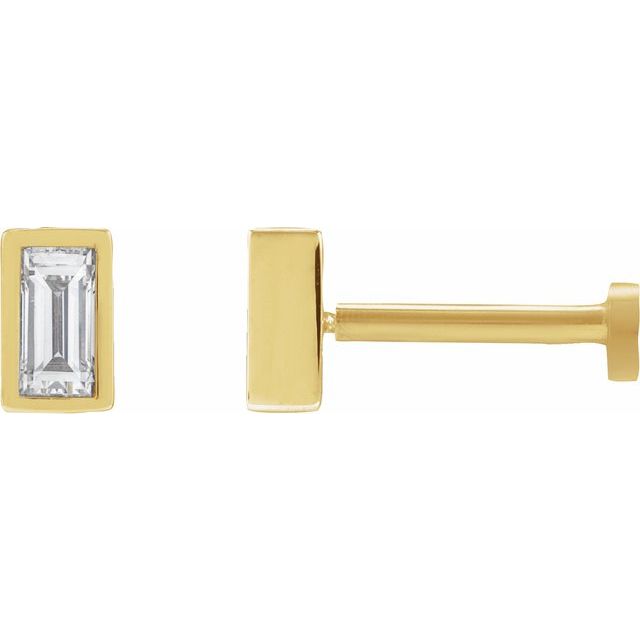 14K Gold .04 Ct Natural Diamond Bezel-Set Earrings