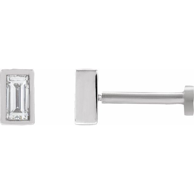 14K Gold .04 Ct Natural Diamond Bezel-Set Earrings