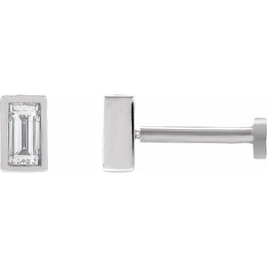 14K Gold .04 Ct Natural Diamond Bezel-Set Earrings
