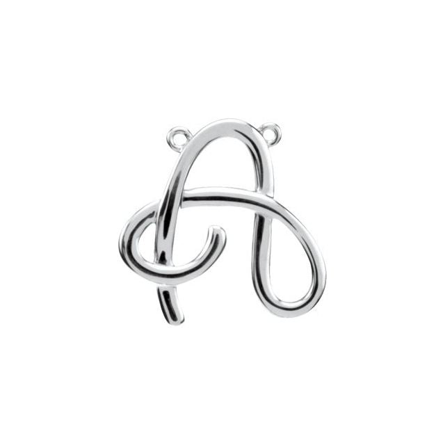 14K White Gold Script Initial D Necklace 17.7x15.9 mm