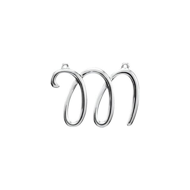 14K White Gold Script Initial D Necklace 17.7x15.9 mm