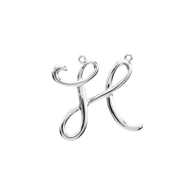 14K White Script Initial D Necklace Center