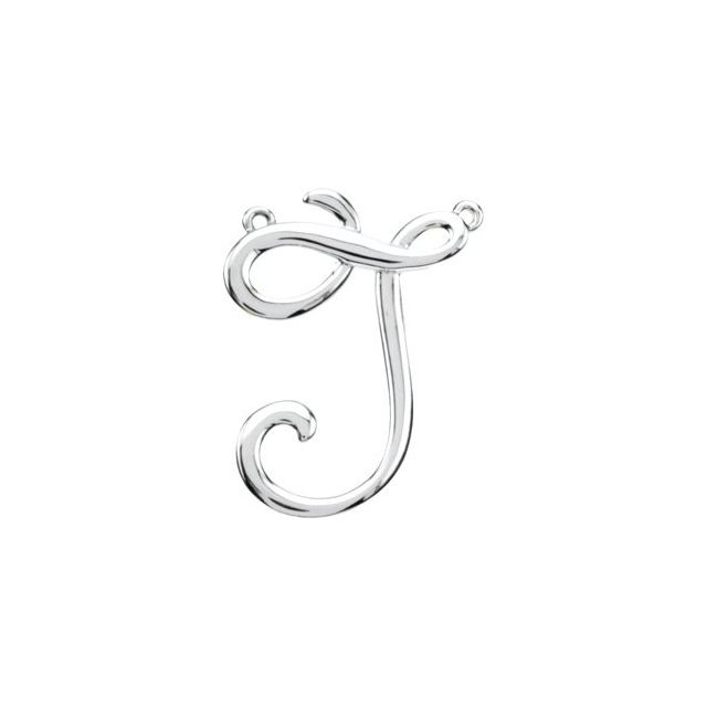 14K White Script Initial D Necklace Center