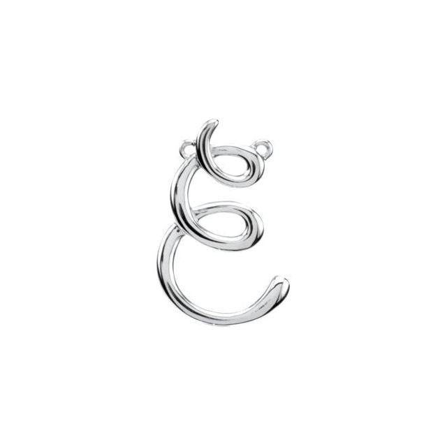 14K White Gold Script Initial D Necklace 17.7x15.9 mm