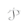 14K White Gold Script Initial D Necklace 17.7x15.9 mm