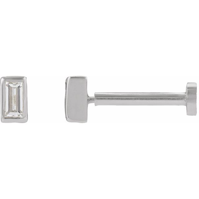 14K Gold .04 Ct Natural Diamond Bezel-Set Earrings