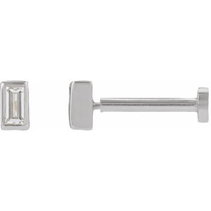 14K Gold .04 Ct Natural Diamond Bezel-Set Earrings