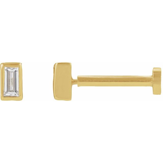 14K Gold .04 Ct Natural Diamond Bezel-Set Earrings