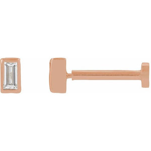 14K Gold .04 Ct Natural Diamond Bezel-Set Earrings