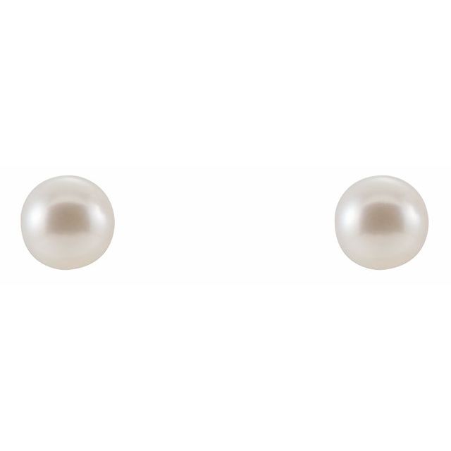 14K White Gold Cultured White Freshwater Pearl Earrings