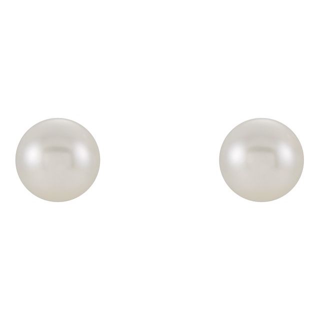 14K White Cultured White Freshwater Pearl Earrings