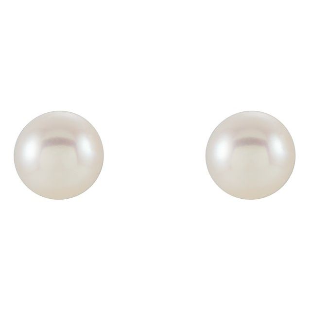 14K White Cultured White Freshwater Pearl Earrings