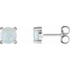 14K White Gold Natural Opal Stud Earrings â€“ Elegant 4 mm Design