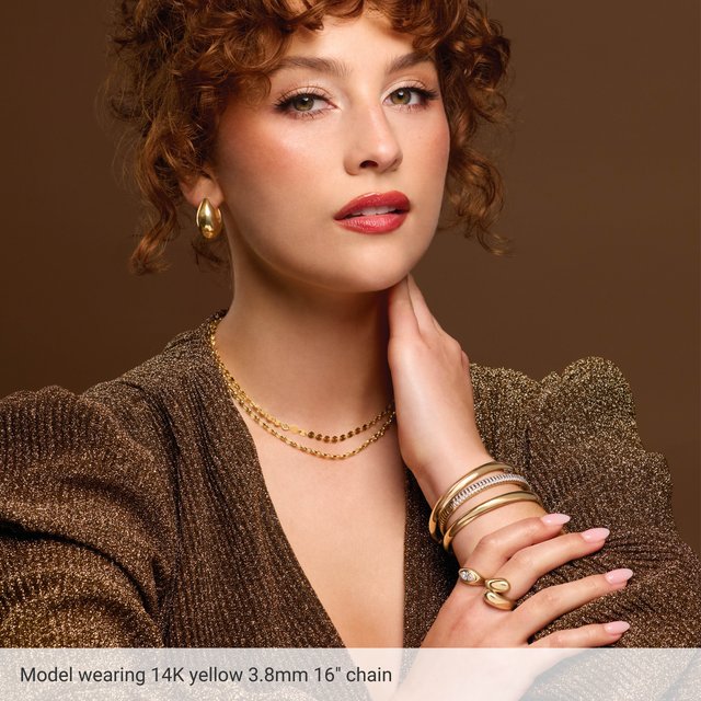 Puffed Anchor Chain Necklace | 14K Gold & Silver | 16" - 20" | Lobster Clasp