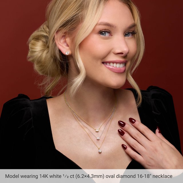 14K Gold Natural Diamond Solitaire Necklace - Options Available