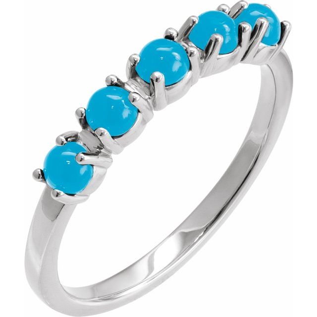 Natural Emerald Cabochon Stackable Ring in 14K Gold, Silver & Platinum