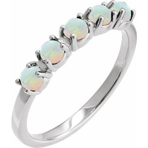 Natural Emerald Cabochon Stackable Ring