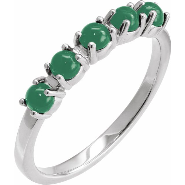 Natural Emerald Cabochon Stackable Ring