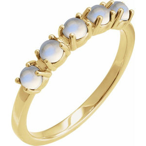 Natural Emerald Cabochon Stackable Ring in 14K Gold, Silver & Platinum