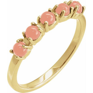 Natural Emerald Cabochon Stackable Ring