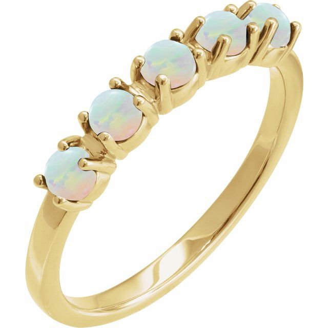 Natural Emerald Cabochon Stackable Ring