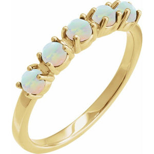 Natural Emerald Cabochon Stackable Ring