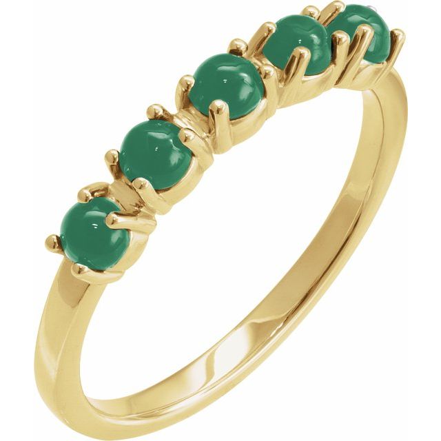 Natural Emerald Cabochon Stackable Ring
