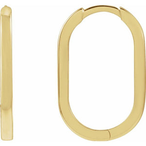 Elongated Oval Huggie Earrings Crafted in 14K Gold, Sterling Silver & Platinum