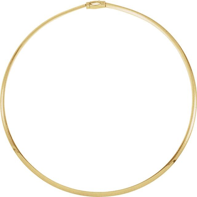 14K Yellow or White 4 mm Reversible Omega 7” Chain - Elegant Versatility