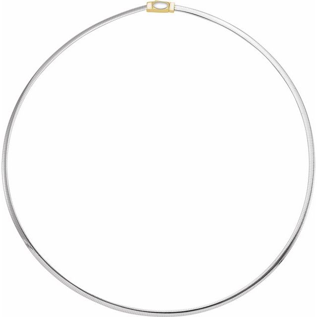 14K Yellow Gold 3 mm Reversible Omega Chain Necklace - Elegant Design