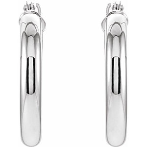 14K White Gold 15 mm Polished Tube Hoop Earrings