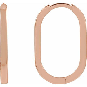 Elongated Oval Huggie Earrings Crafted in 14K Gold, Sterling Silver & Platinum