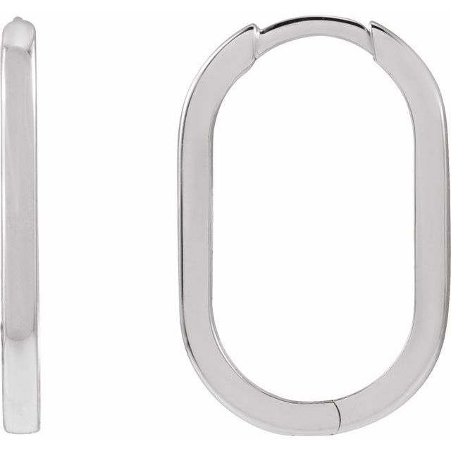 Elongated Oval Huggie Earrings Crafted in 14K Gold, Sterling Silver & Platinum