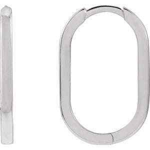 Elongated Oval Huggie Earrings Crafted in 14K Gold, Sterling Silver & Platinum