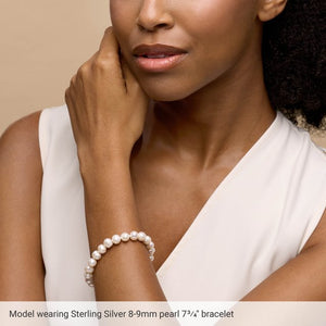 Cultured White Freshwater Pearl Bracelet | Sterling Silver | 7 3/4 In | Polished