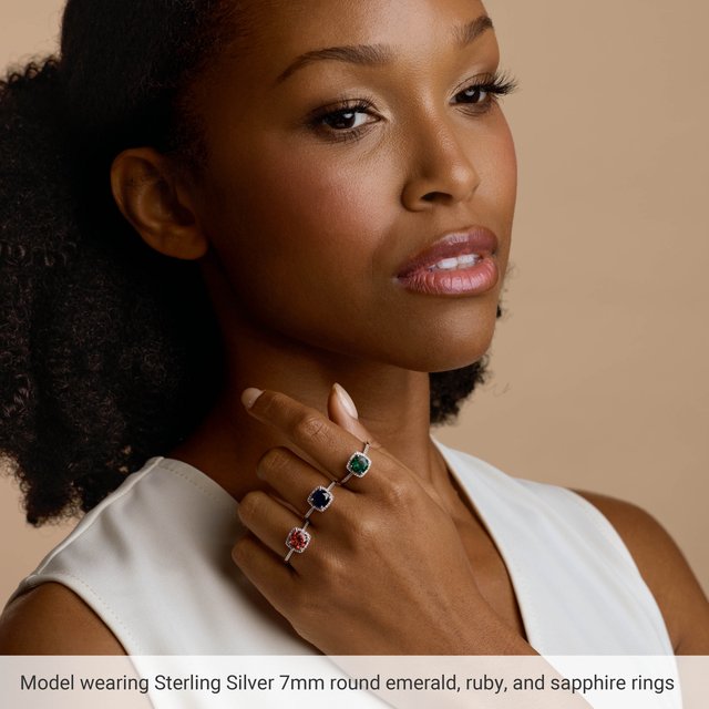 Lab-Grown Emerald & more gem options* Birthstone Ring | Sterling Silver | 0.01 CTW | Round