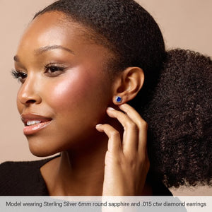 Lab-Grown Opal And .015 Ctw Natural Diamond Birthstone Earrings