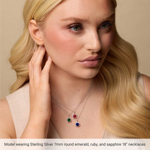 Lab-Grown Emerald And .015 Ctw Natural Diamond Birthstone Necklace