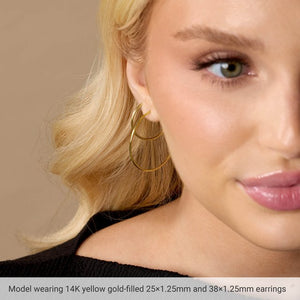 Hoop Earrings | 14K Gold & Silver | 12–45 Mm × 1.25 Mm | Friction Backs | Polished