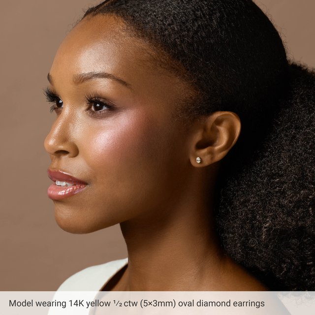 Natural Diamond 4-Prong Earrings | 14K Gold & Platinum | 1/5 CTW | Oval | Friction Backs | Polished