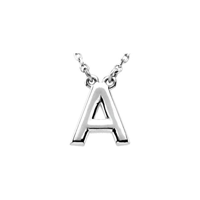 14K Gold Block Initial Necklace
