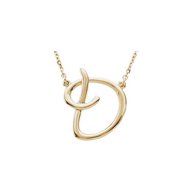 14K Gold Script Initial Necklace