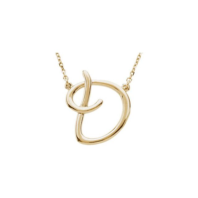 14K White Script Initial D 16" Necklace