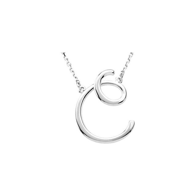 14K White Script Initial D 16" Necklace