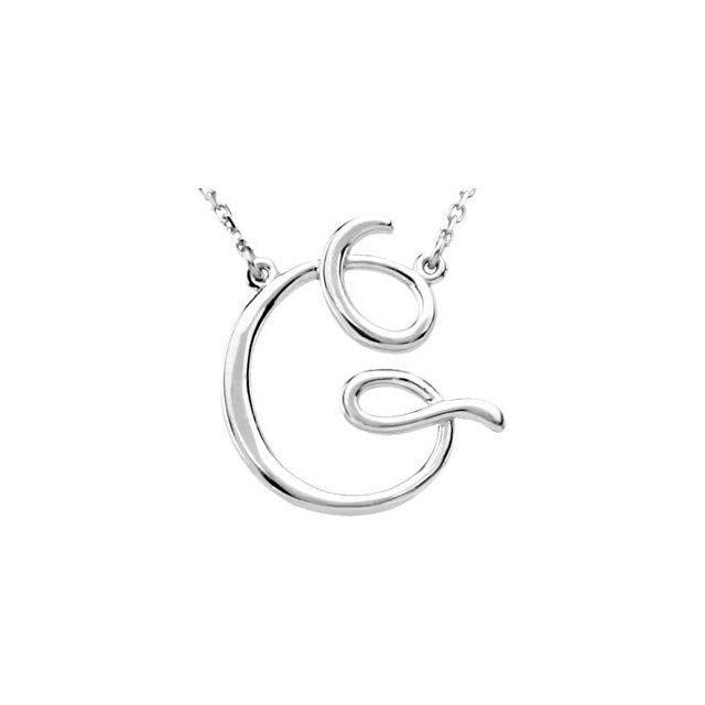 14K White Script Initial D 16" Necklace