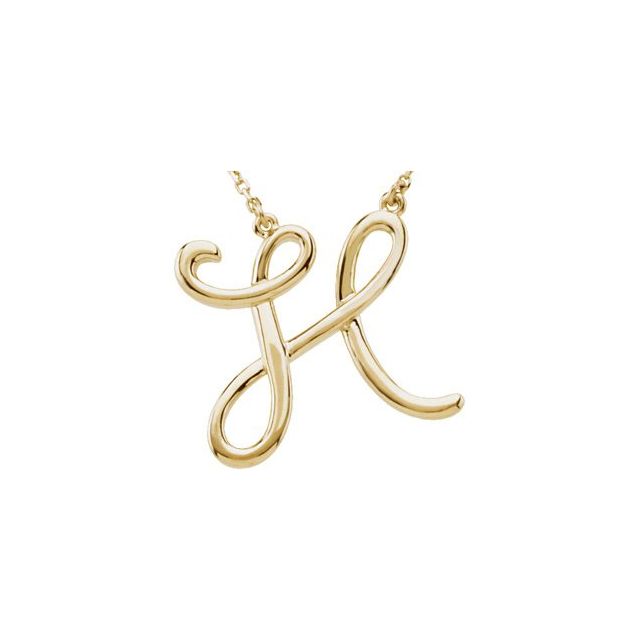 14K Gold Script Initial Necklace