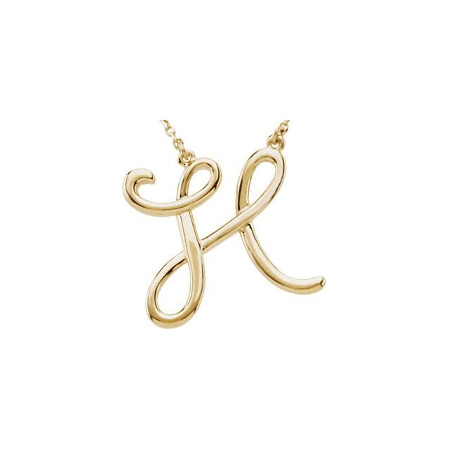 14K White Script Initial D 16" Necklace