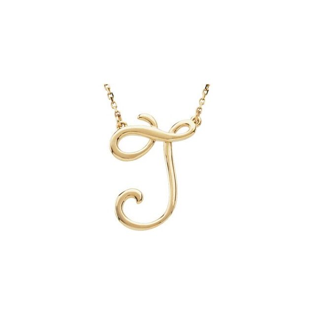 14K Gold Script Initial Necklace