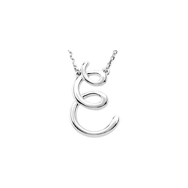 14K White Script Initial D 16" Necklace