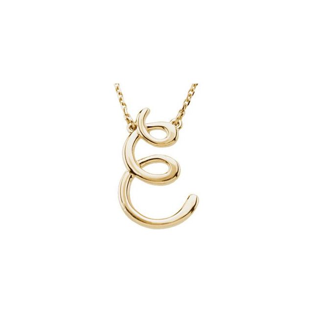 14K Gold Script Initial Necklace